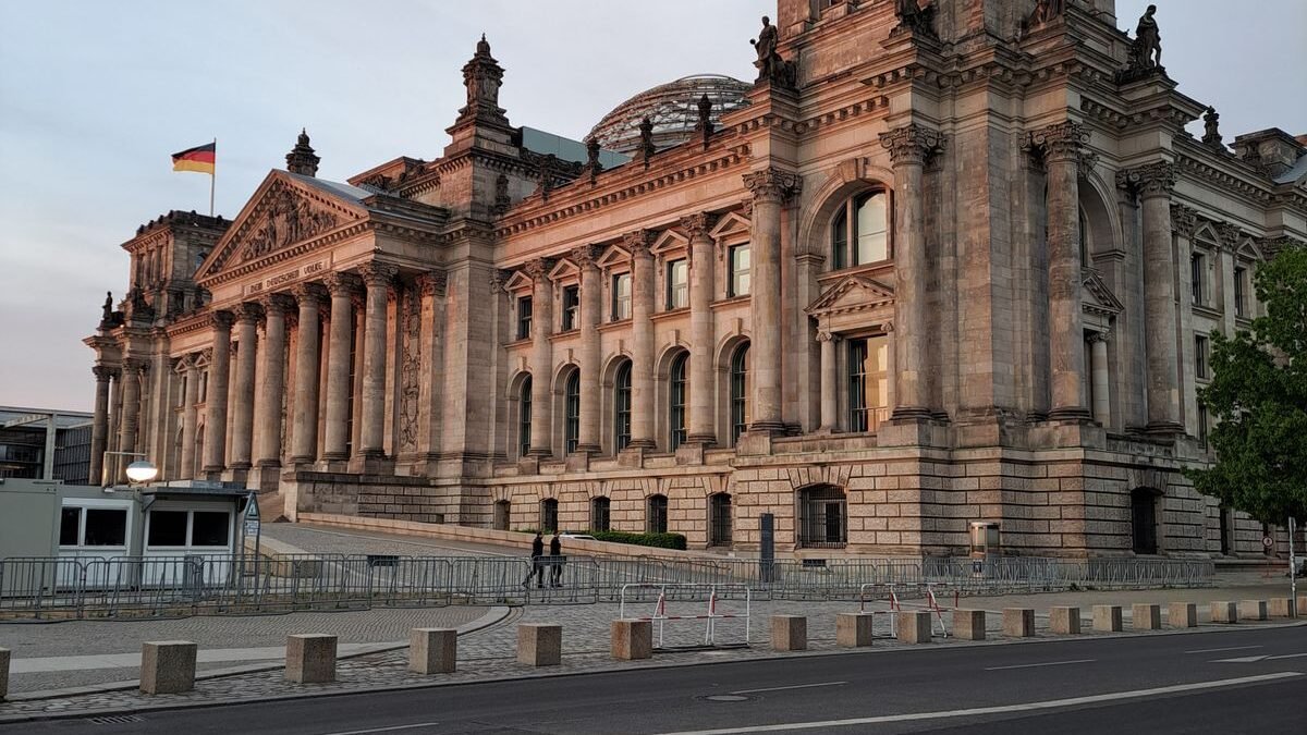 Capture of the Reichstag Building in Berlin during sunset lighting
