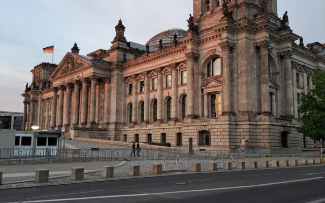 Capture of the Reichstag Building in Berlin during sunset lighting